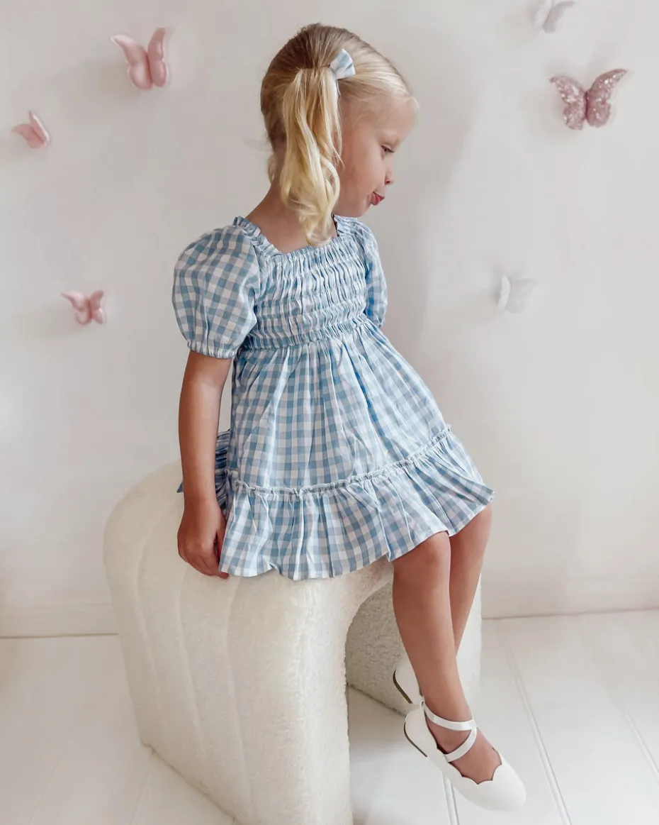 Ella Blue Gingham Girls Dress