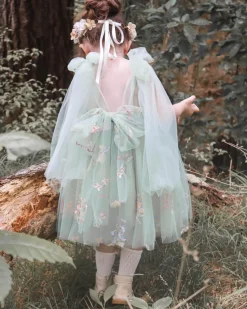 Enchanted Rose Forest Green Girls Party Dress