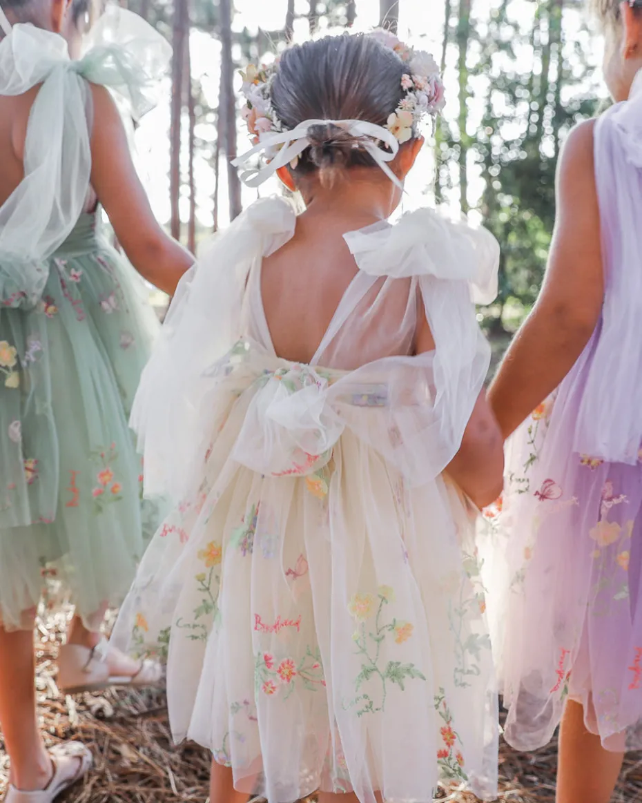 Enchanted Rose Forest Green Girls Party Dress