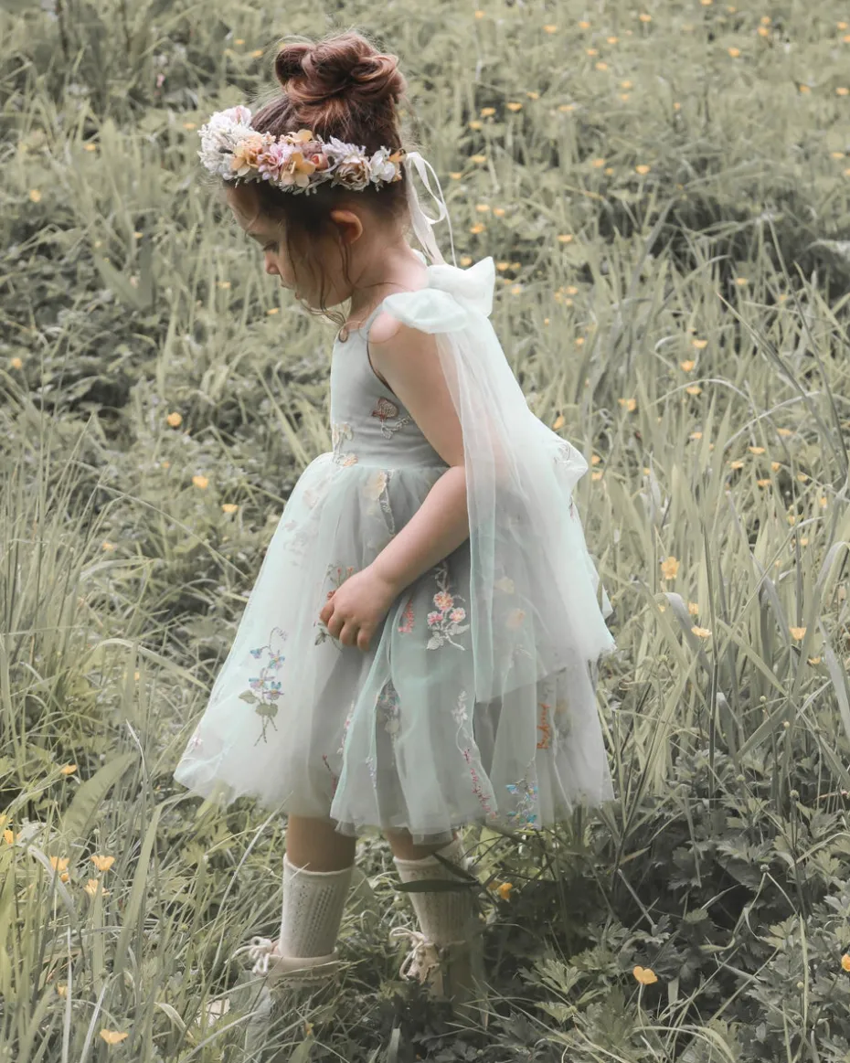 Enchanted Rose Forest Green Girls Party Dress
