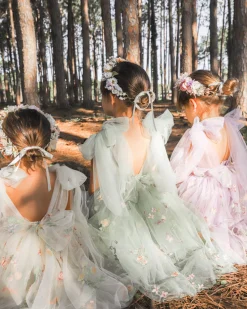 Enchanted Rose Forest Green Girls Party Dress
