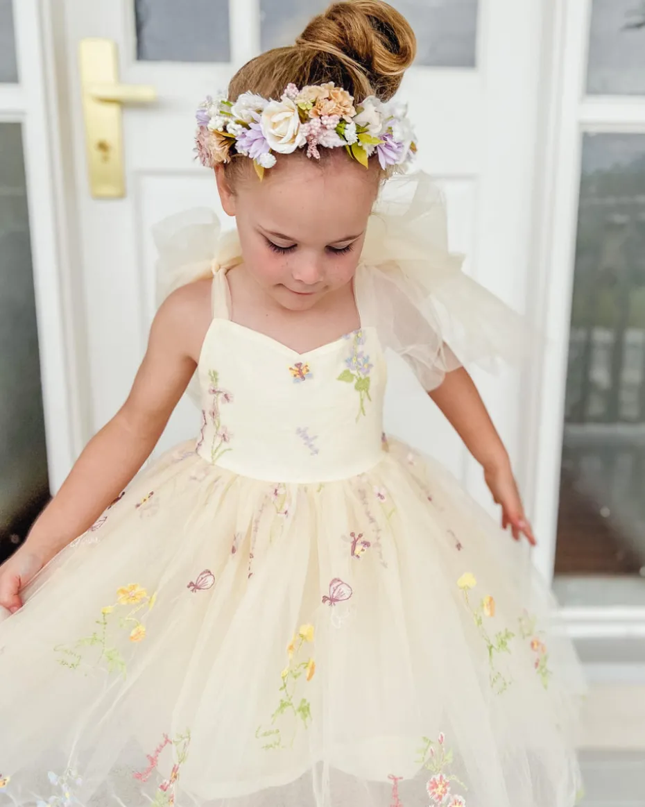 Enchanted Rose Lemon Girls Party Dress