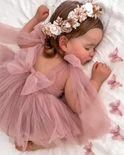 English Rose Dusty Rose Baby Girl Romper