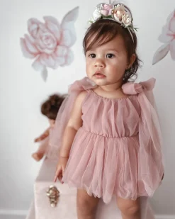English Rose Dusty Rose Baby Girl Romper