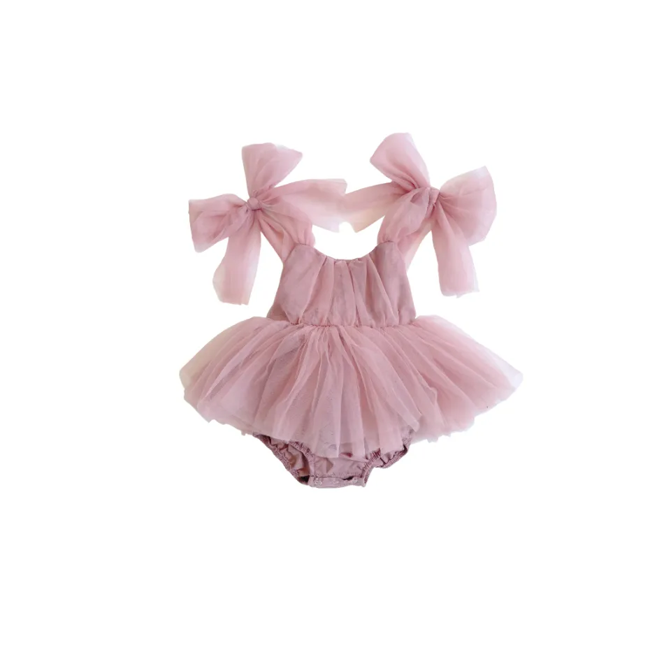 English Rose Dusty Rose Baby Girl Romper