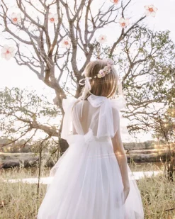 English Rose Girls White Flower Girl Dress
