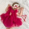 English Rose Romper Ruby Red Sparkle Baby Girl Romper