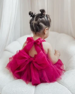 English Rose Romper Ruby Red Sparkle Baby Girl Romper