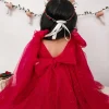 English Rose Ruby Red Sparkle Girls Party Dress