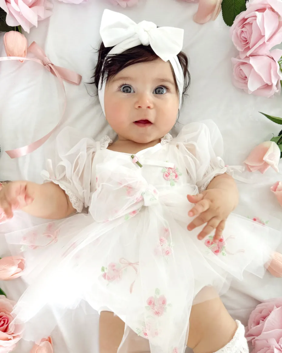 Fleur Butterfly Baby Girl Romper - White
