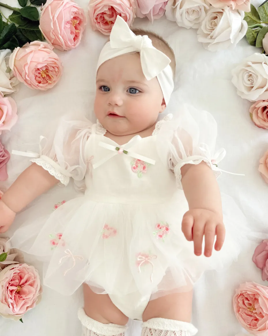 Fleur Butterfly Baby Girl Romper - White