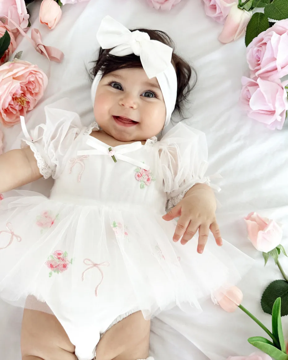 Fleur Butterfly Baby Girl Romper - White