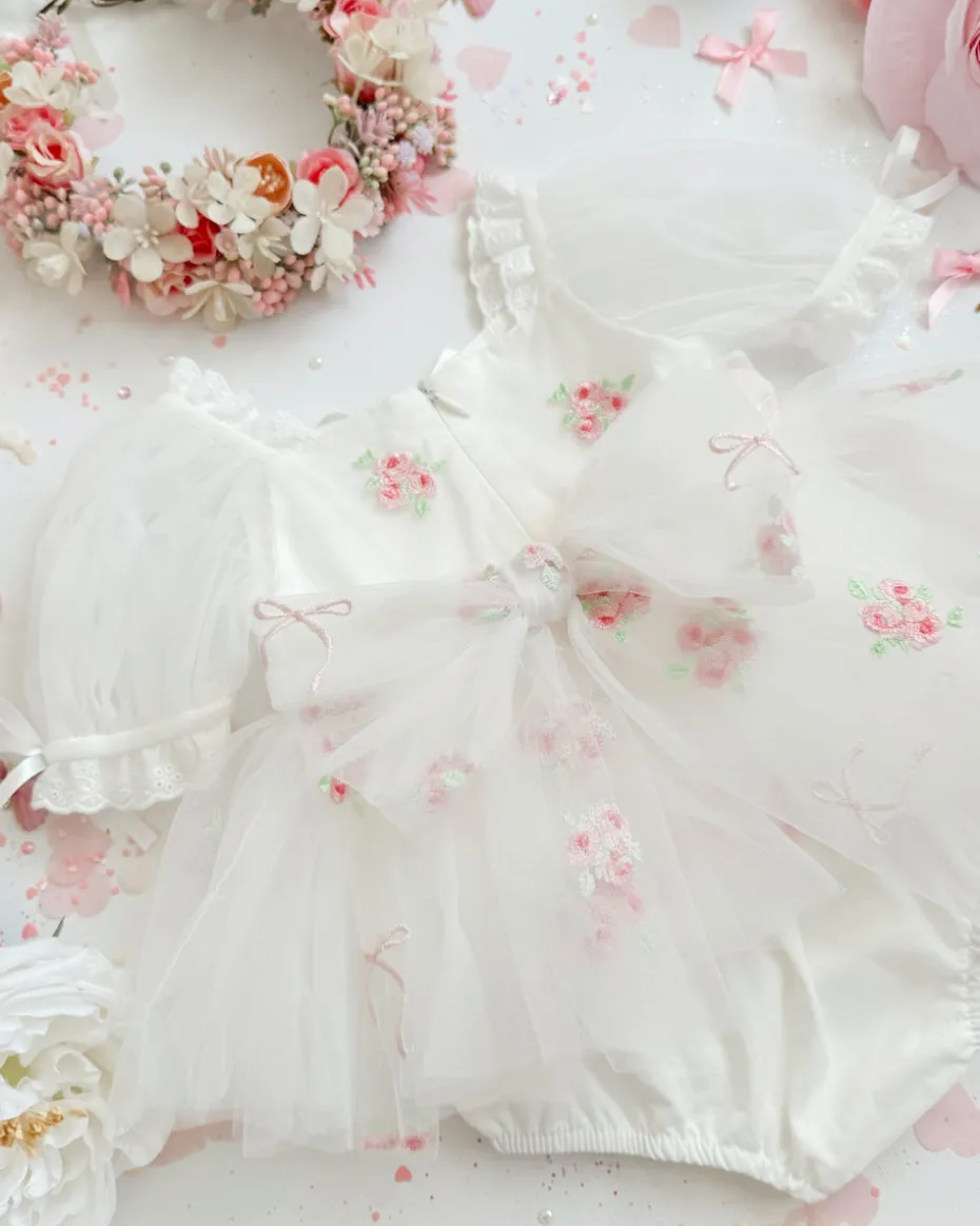 Fleur Butterfly Baby Girl Romper - White