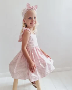 Frankie June Pink Gingham Girls Dress