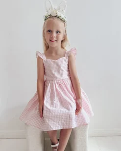 Frankie June Pink Gingham Girls Dress