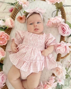 Frankie Pink Gingham Baby Girl Hair Accessories