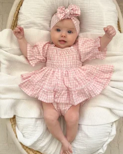 Frankie Pink Gingham Baby Girl Hair Accessories