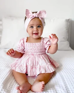 Frankie Pink Gingham Baby Girl Hair Accessories