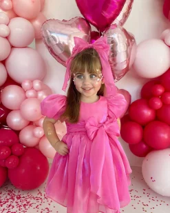 Fuchsia Pink Organza Girls Hair Bow