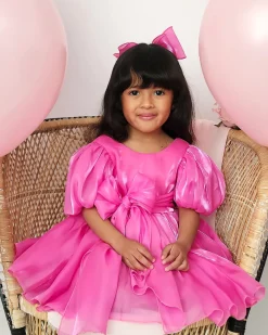 Fuchsia Pink Organza Girls Hair Bow