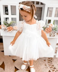 Gardenia White Flower Girl Dress