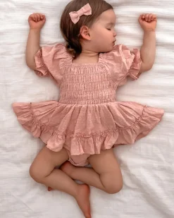 Georgette Dusty Rose Baby Girl Romper