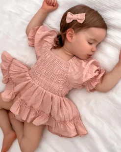 Georgette Dusty Rose Baby Girl Romper