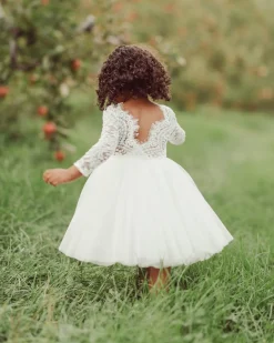 Giselle White Flower Girls Dress