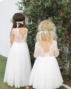 Giselle White Flower Girls Dress