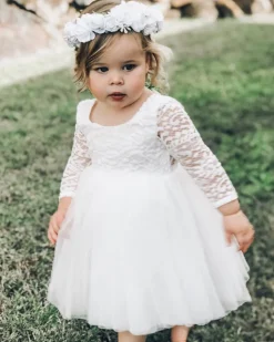 Giselle White Flower Girls Dress