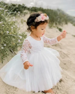 Giselle White Flower Girls Dress