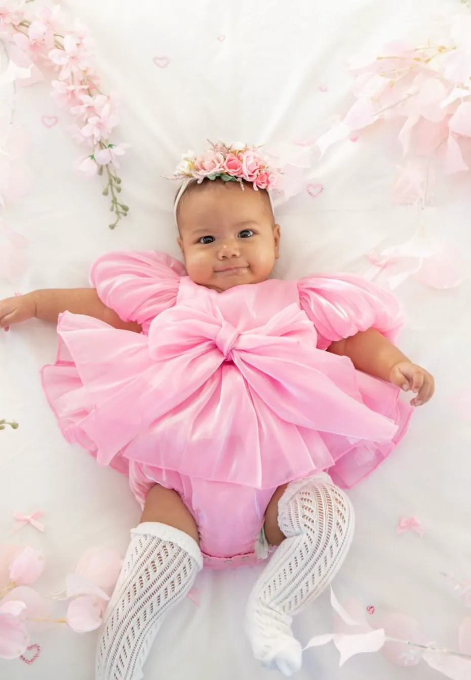 Heidi Candy Pink Stretch Baby Girls Flower Crown
