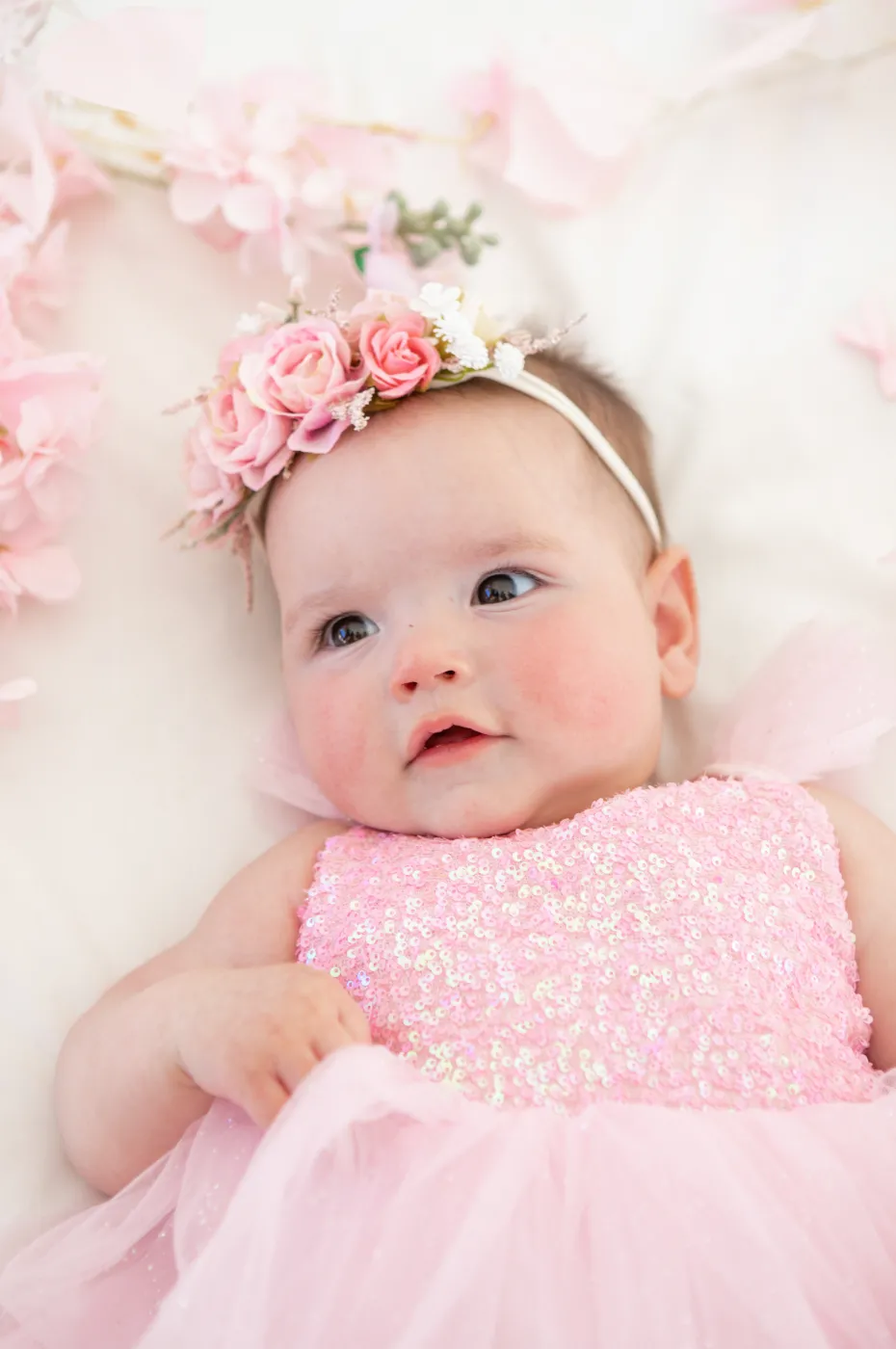 Heidi Candy Pink Stretch Baby Girls Flower Crown