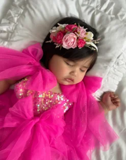 Heidi Fuchsia Pink Stretch Baby Girls Flower Crown