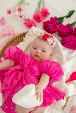 Heidi Fuchsia Pink Stretch Baby Girls Flower Crown