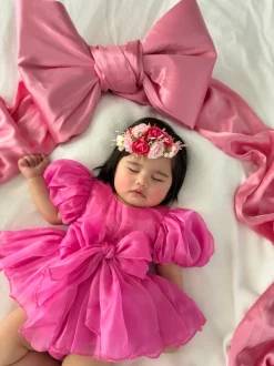 Heidi Fuchsia Pink Stretch Baby Girls Flower Crown