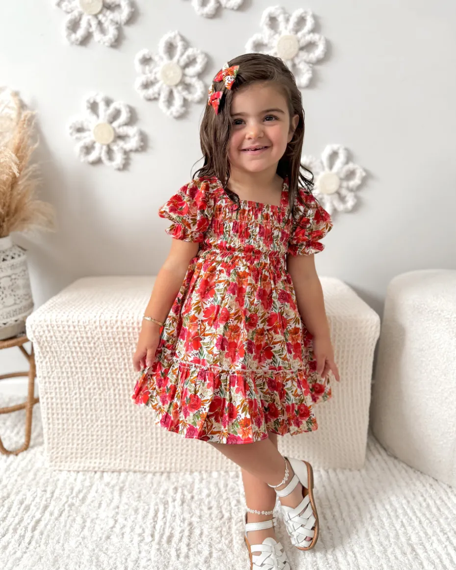 Henrietta Rose Girls Red Floral Dress