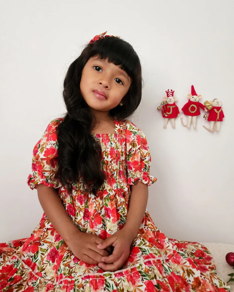 Henrietta Rose Girls Red Floral Dress