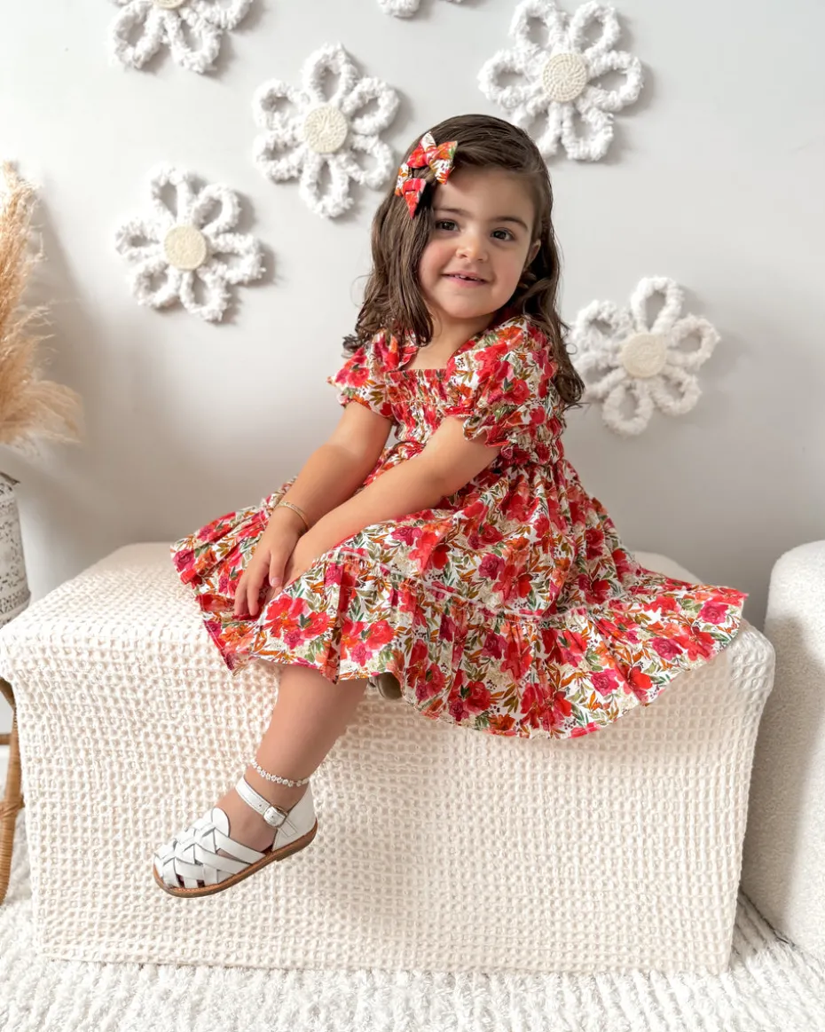 Henrietta Rose Girls Red Floral Dress