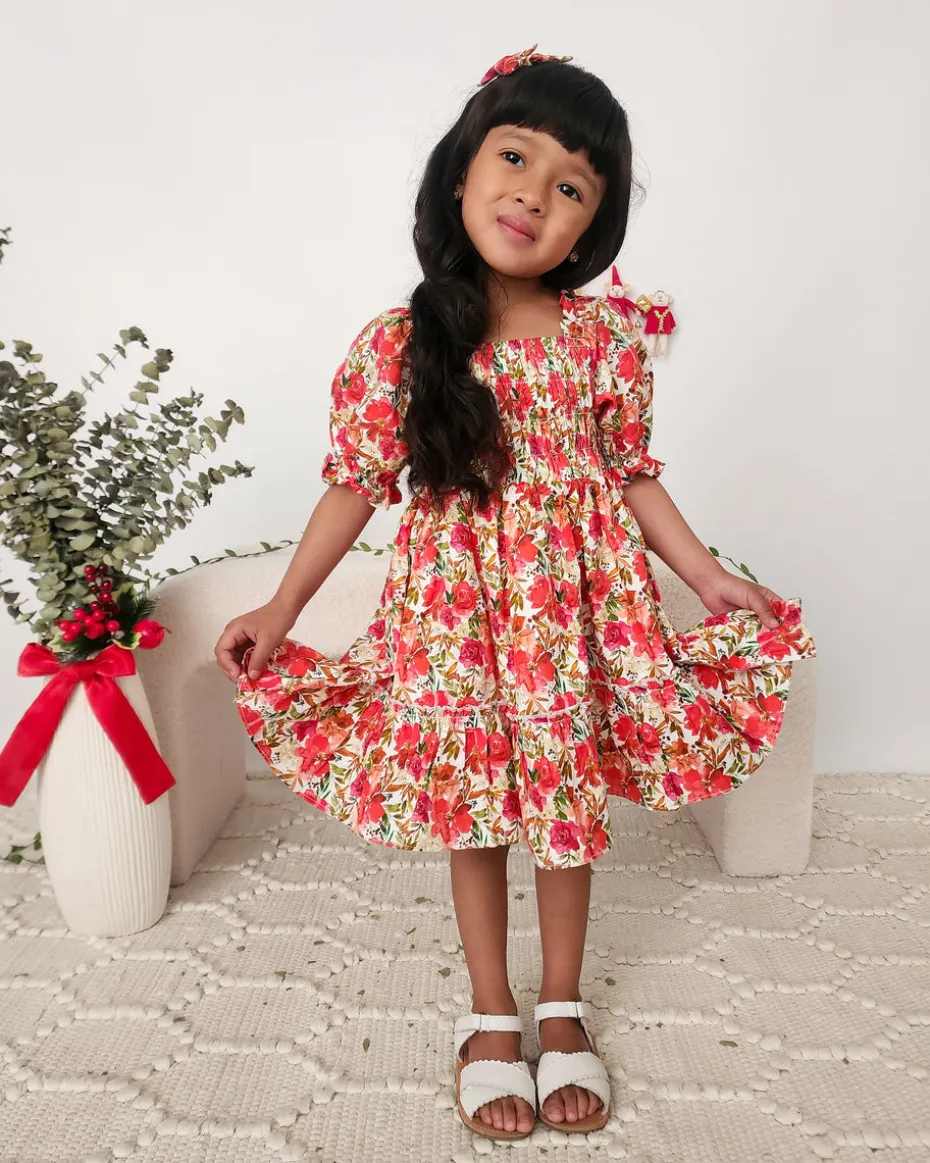 Henrietta Rose Girls Red Floral Dress