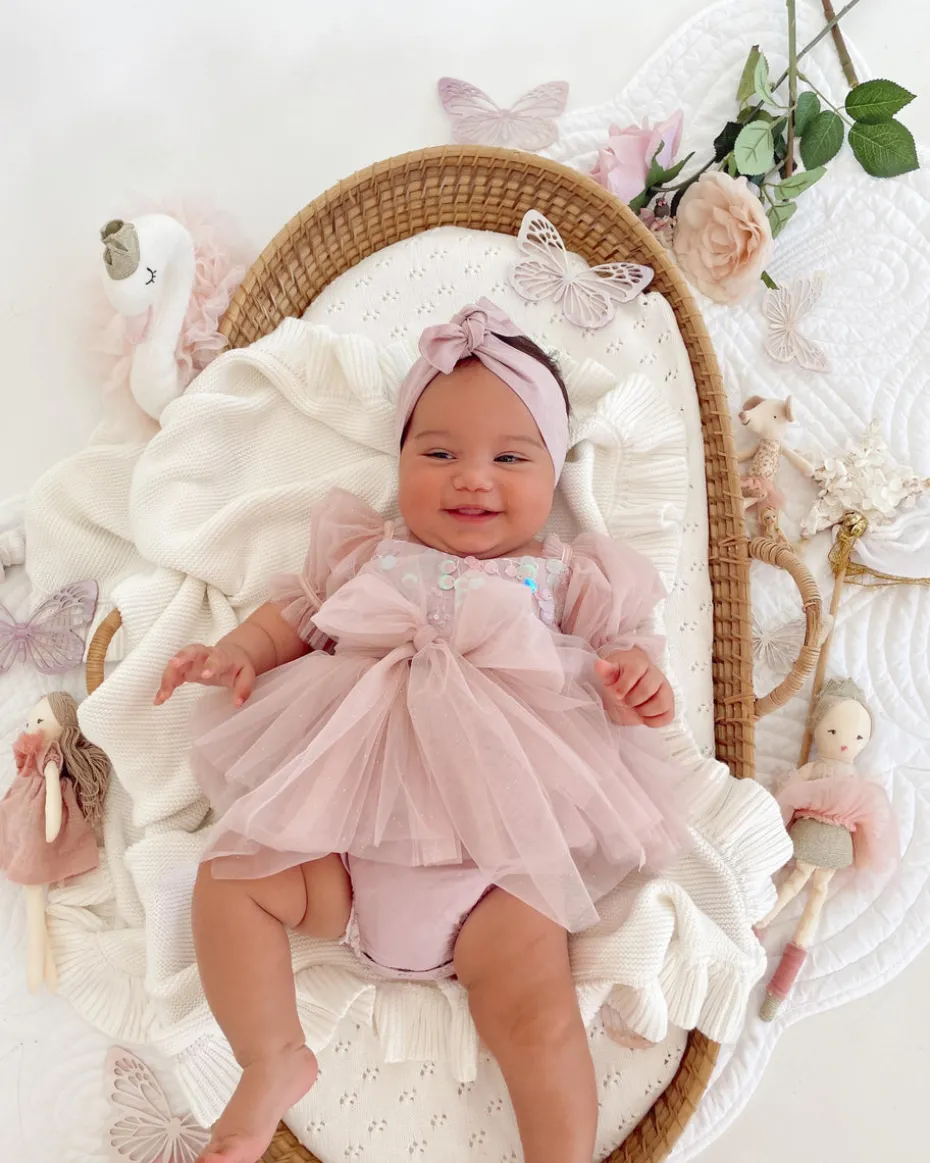 Jewel Sequin Dusty Pink Sparkle Baby Girl Romper