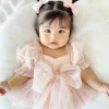 Jewel Sequin Pastel Pink Sparkle Baby Girl Romper
