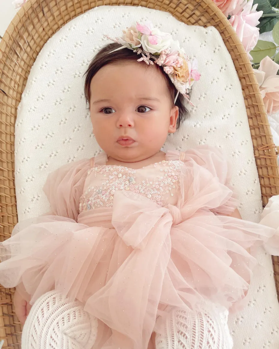 Jewel Sequin Pastel Pink Sparkle Baby Girl Romper
