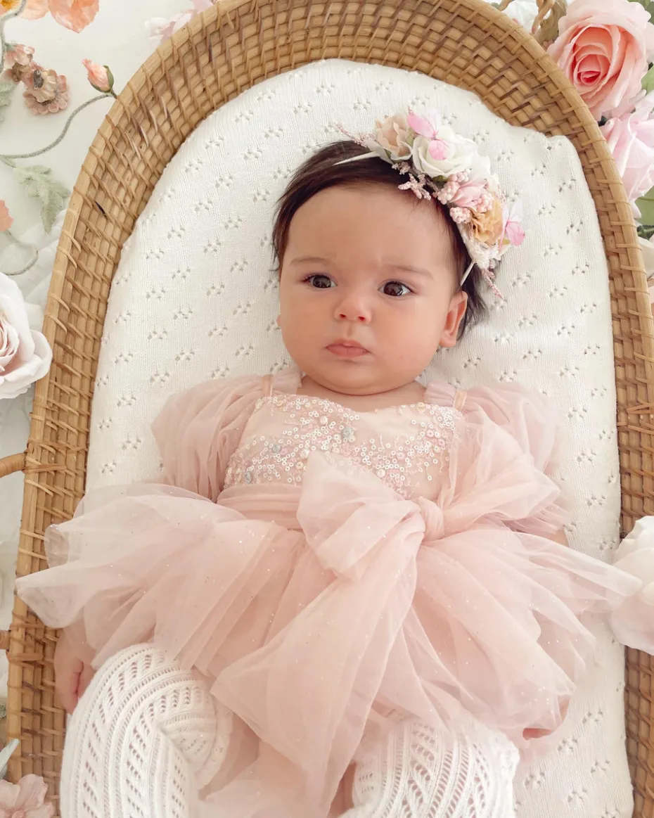 Jewel Sequin Pastel Pink Sparkle Baby Girl Romper