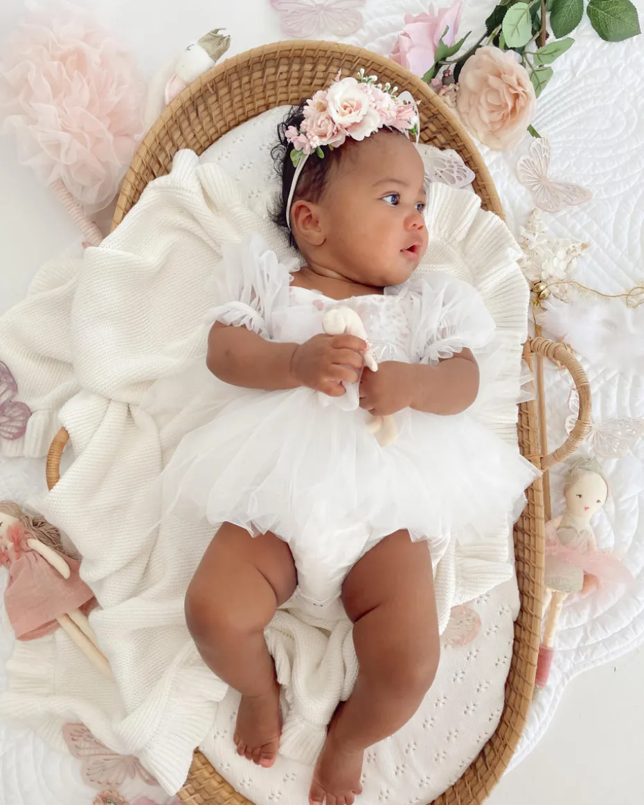 Jewel Sequin White Sparkle Baby Girl Romper