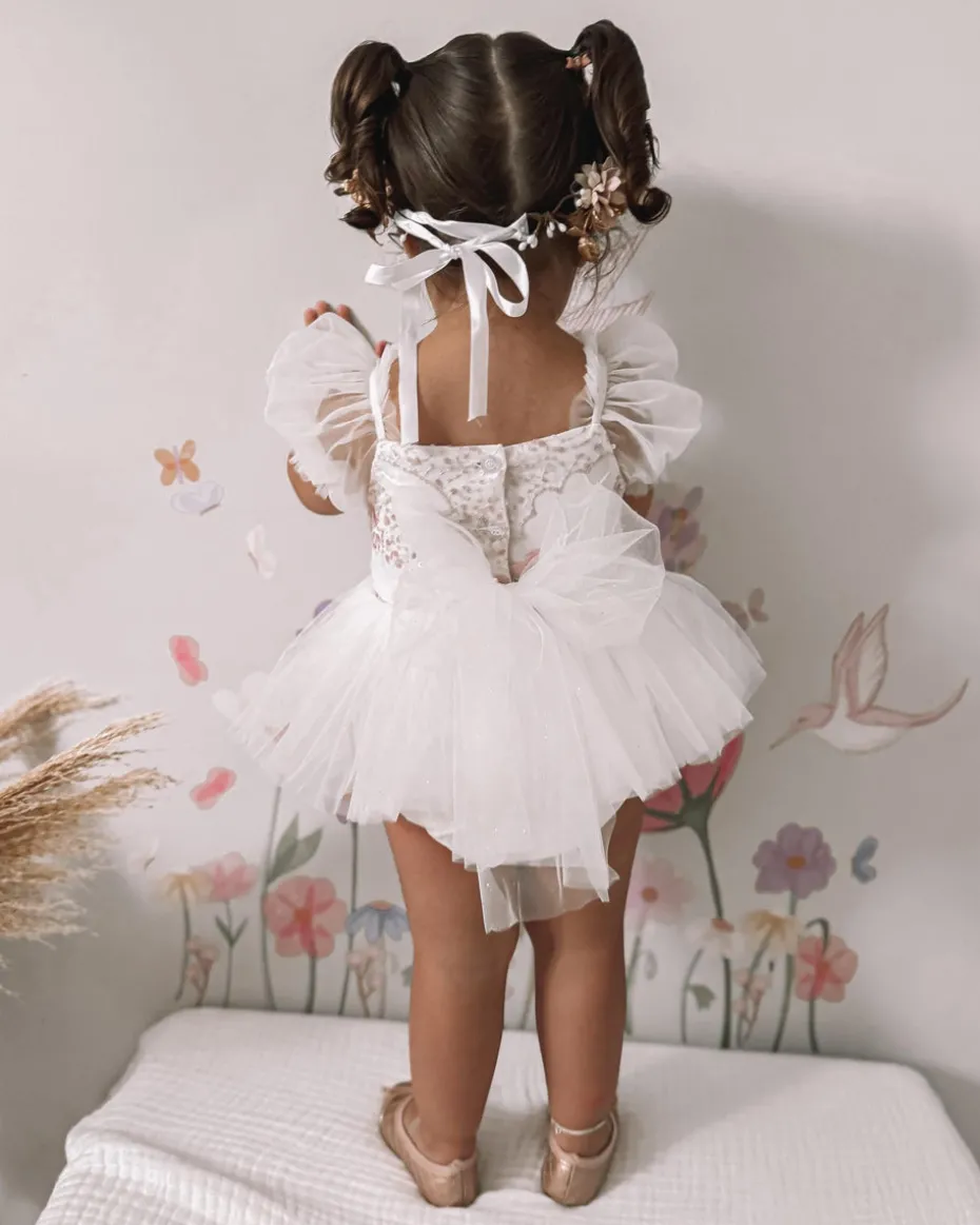 Jewel Sequin White Sparkle Baby Girl Romper