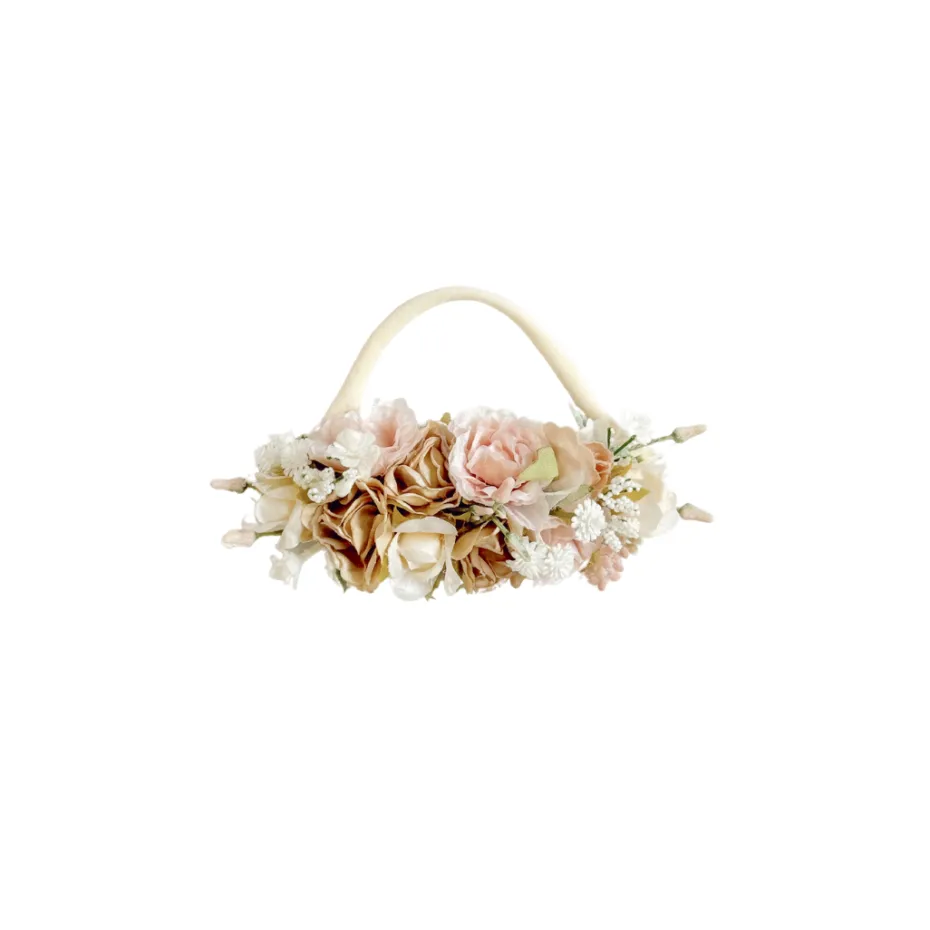 Juliette Champagne Pink Stretch Baby Girl Flower Crown