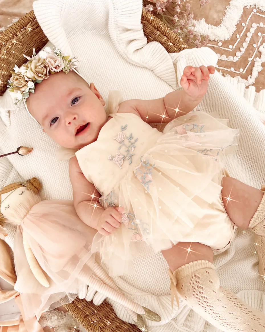 Juliette Champagne Pink Stretch Baby Girl Flower Crown