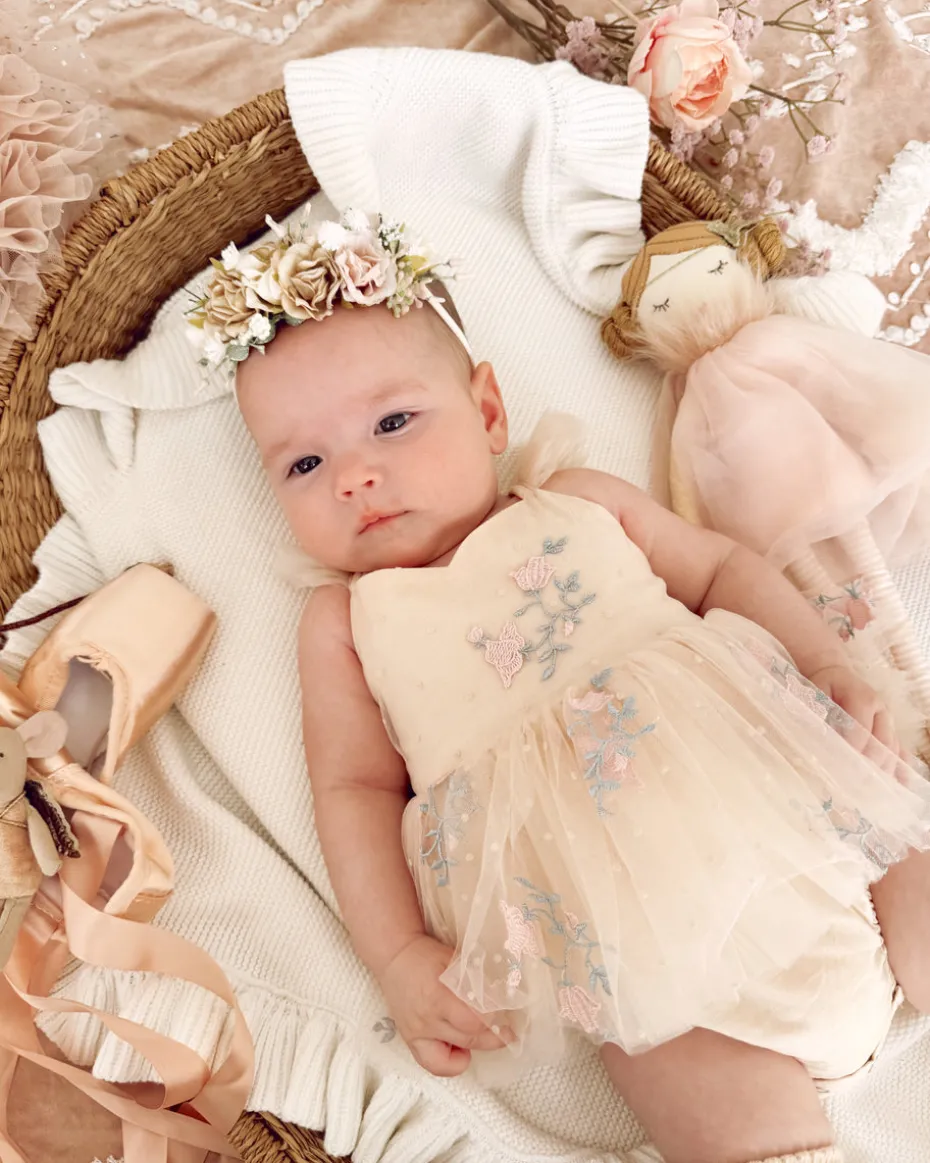 Juliette Champagne Pink Stretch Baby Girl Flower Crown