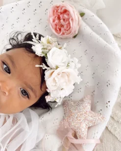 Juliette White Rose Stretch Baby Girls Flower Crown